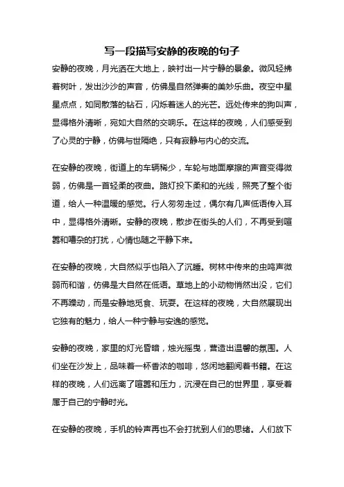 写一段描写安静的夜晚的句子