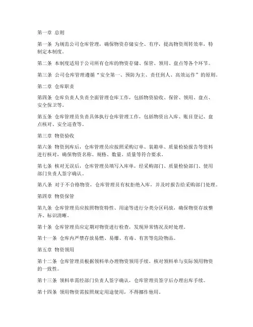 国际贸易公司仓库管理制度