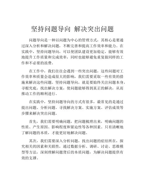 坚持问题导向 解决突出问题