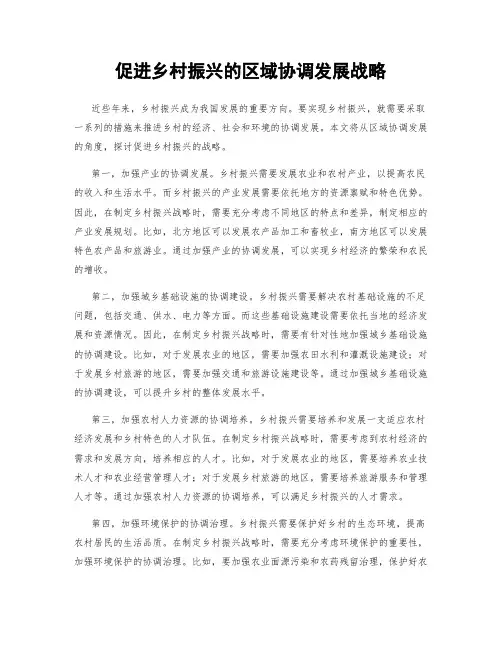 促进乡村振兴的区域协调发展战略