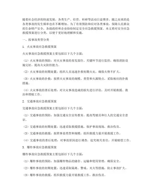 安全应急救援预案分类