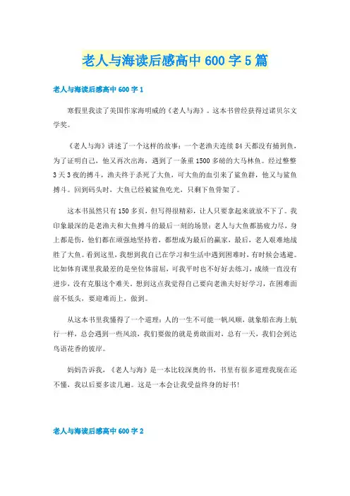 老人与海读后感高中600字5篇