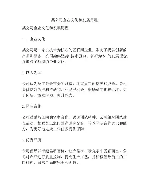 某公司企业文化和发展历程
