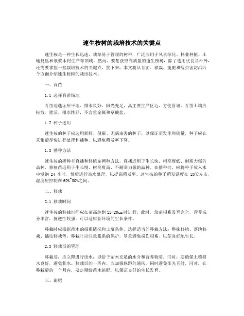 速生桉树的栽培技术的关键点