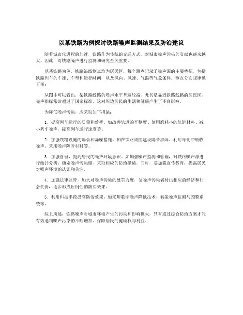 以某铁路为例探讨铁路噪声监测结果及防治建议