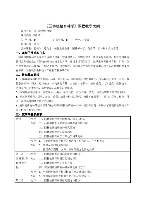 教学大纲格式