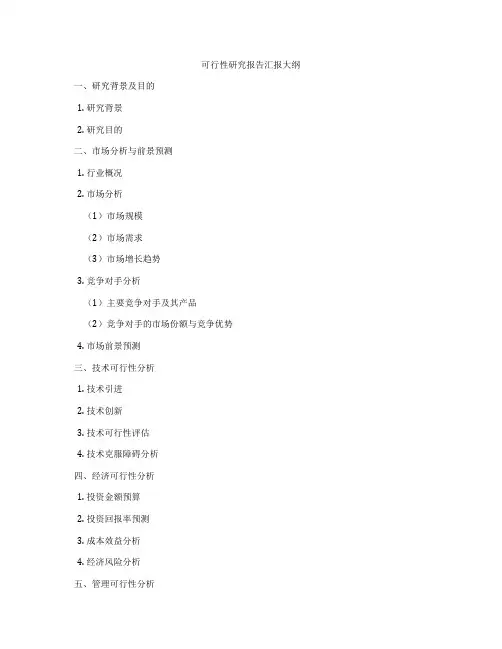 可行性研究报告汇报大纲