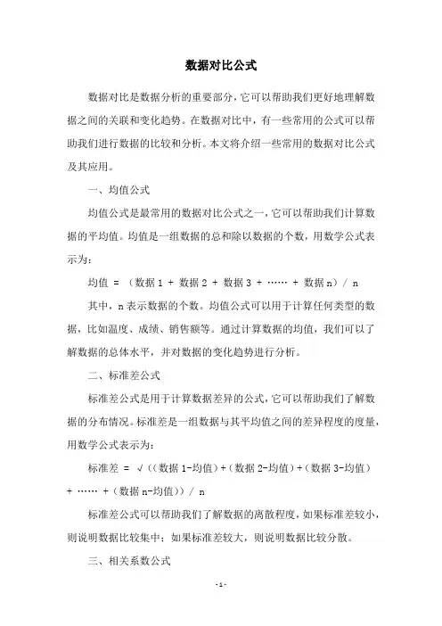 数据对比公式