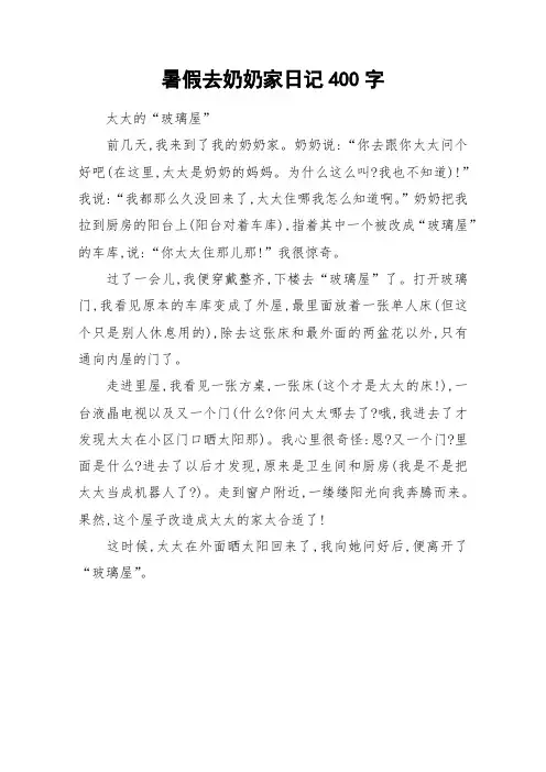 暑假去奶奶家日记400字_作文