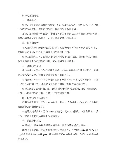 信号与系统笔记pdf