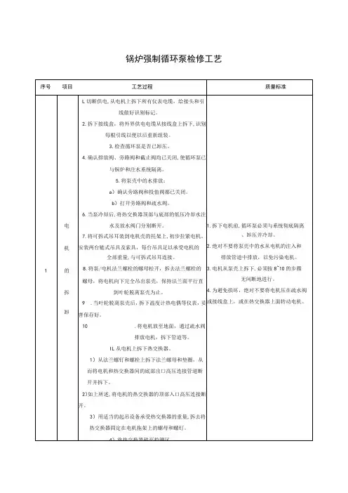 锅炉强制循环泵检修工艺