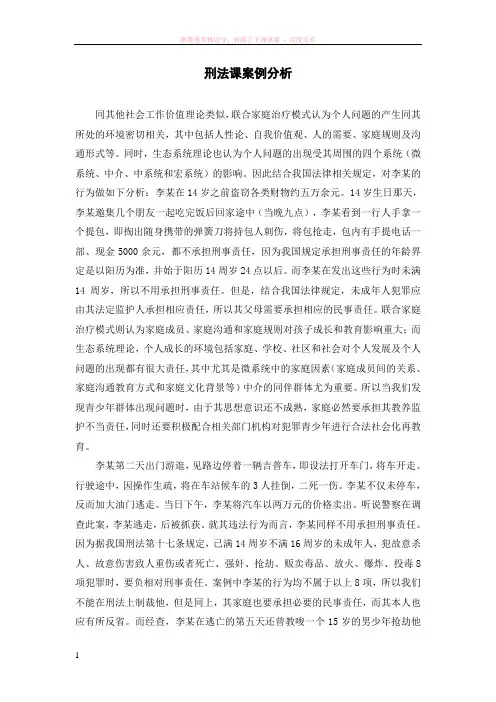 社会工作视野下的刑法案例分析