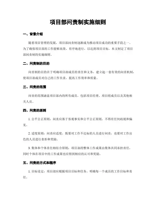项目部问责制实施细则