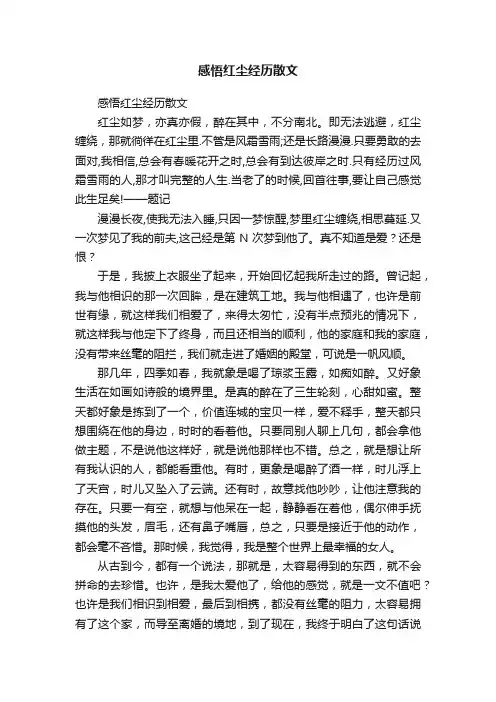 感悟红尘经历散文