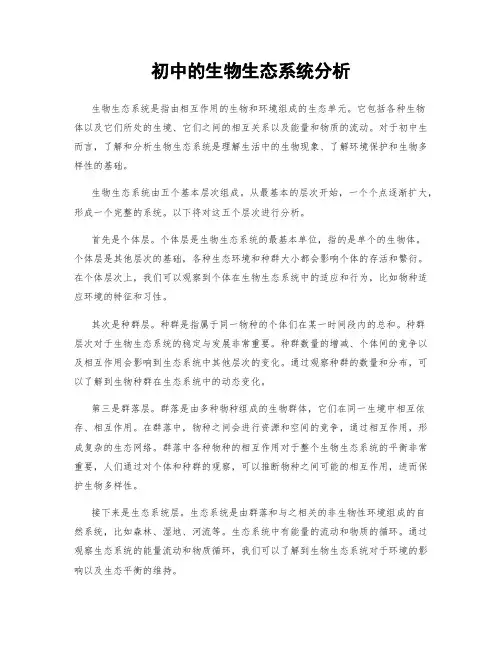 初中的生物生态系统分析