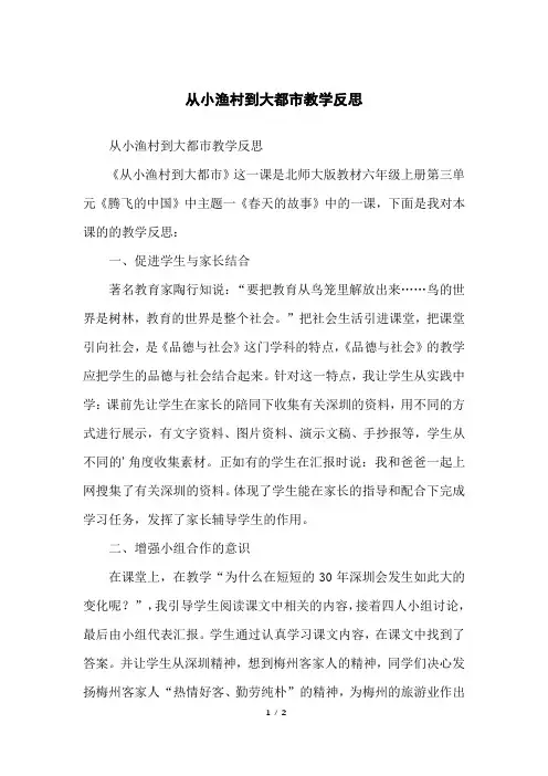 从小渔村到大都市教学反思
