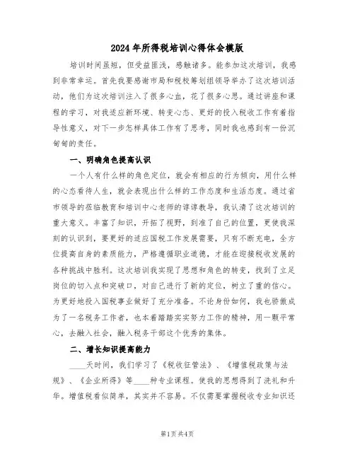 2024年所得税培训心得体会模版(2篇)