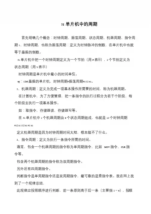51单片机中的周期