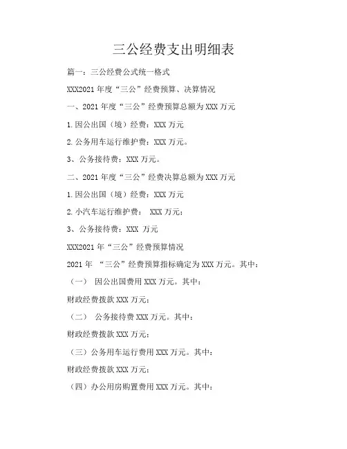 三公经费支出明细表