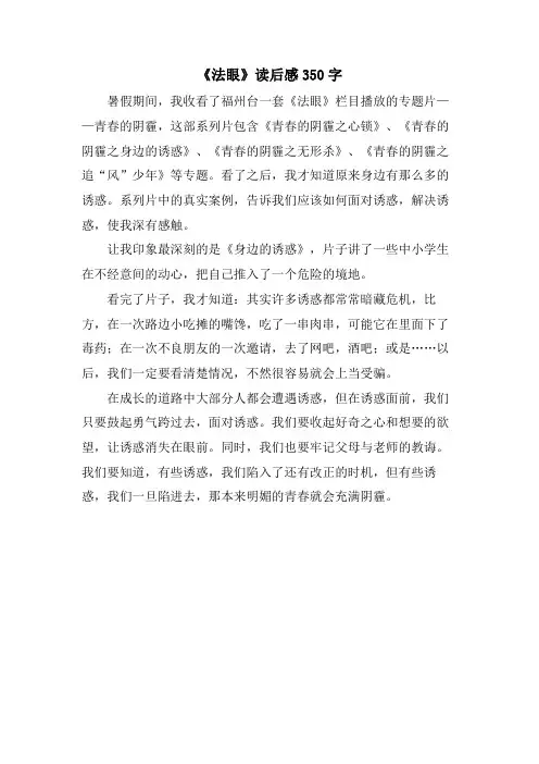 《法眼》读后感350字
