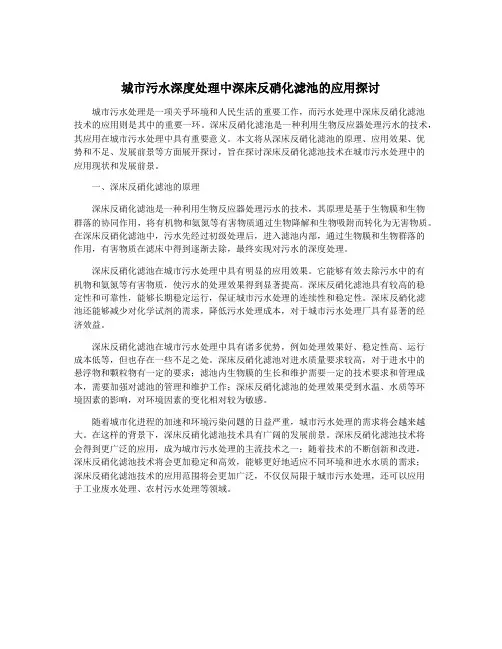 城市污水深度处理中深床反硝化滤池的应用探讨