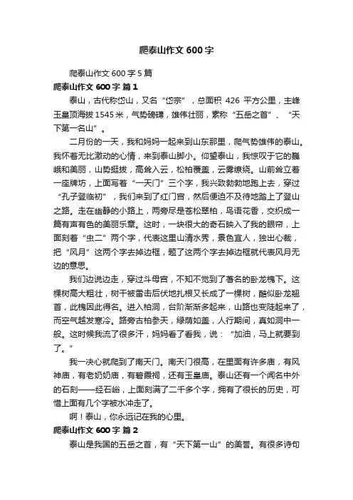 爬泰山作文600字5篇