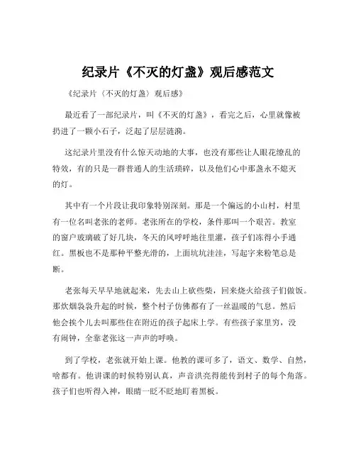 纪录片《不灭的灯盏》观后感范文