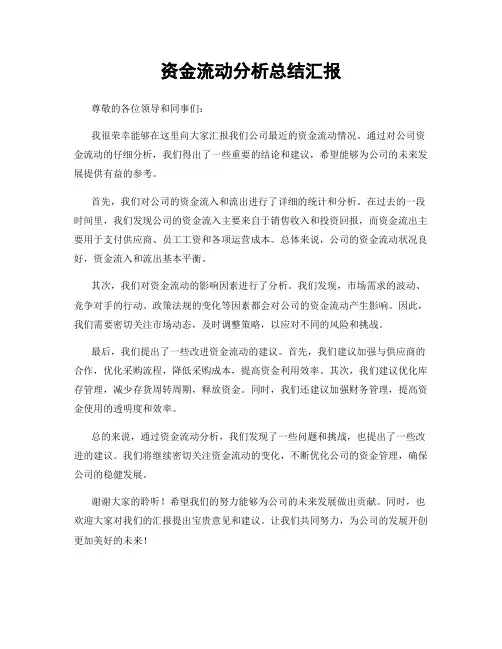 资金流动分析总结汇报