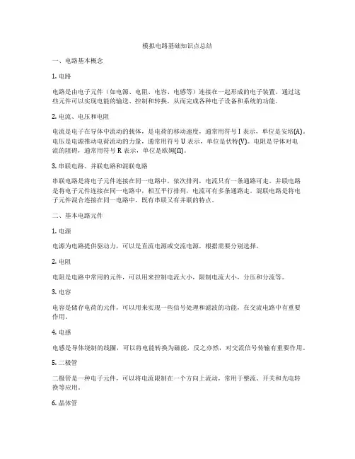 模拟电路基础知识点总结