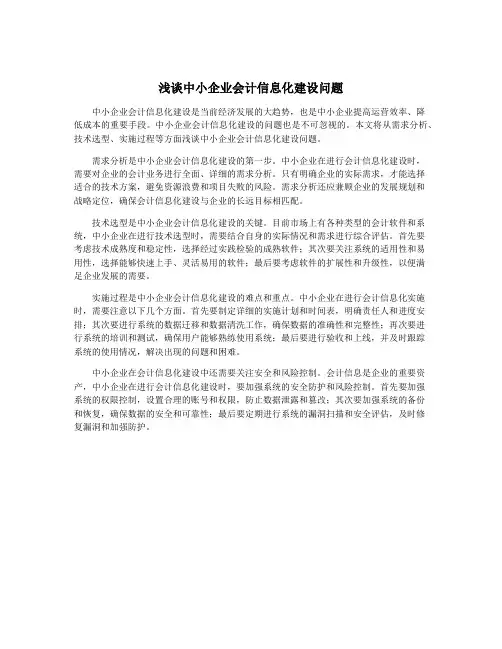 浅谈中小企业会计信息化建设问题