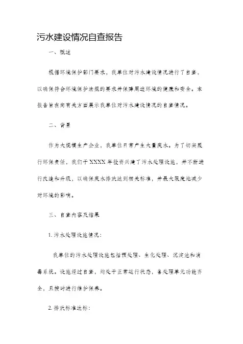 污水建设情况自查报告