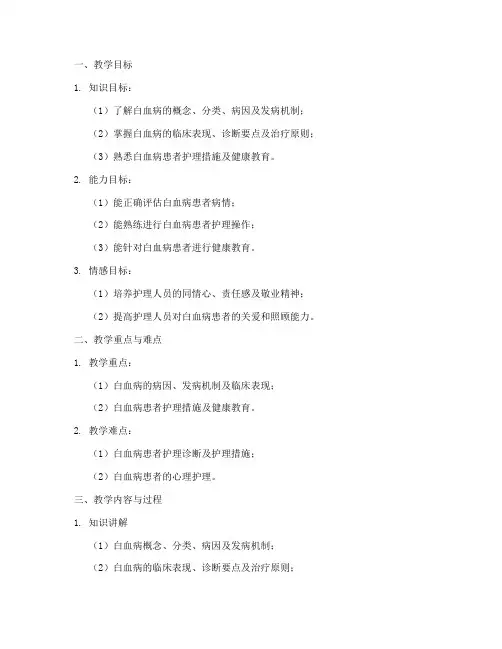 白血病护理教学查房教案模板