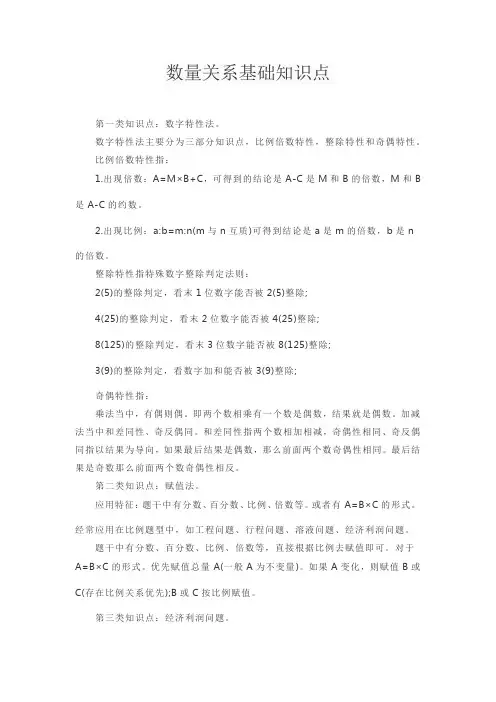 数量关系基础知识点