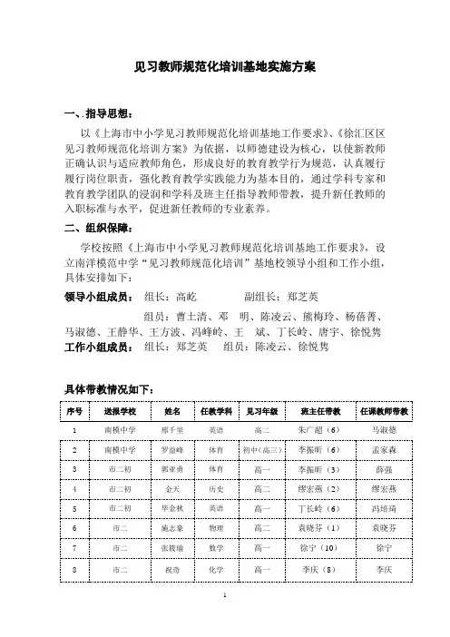 上海南洋模范中学见习教师规范化培训