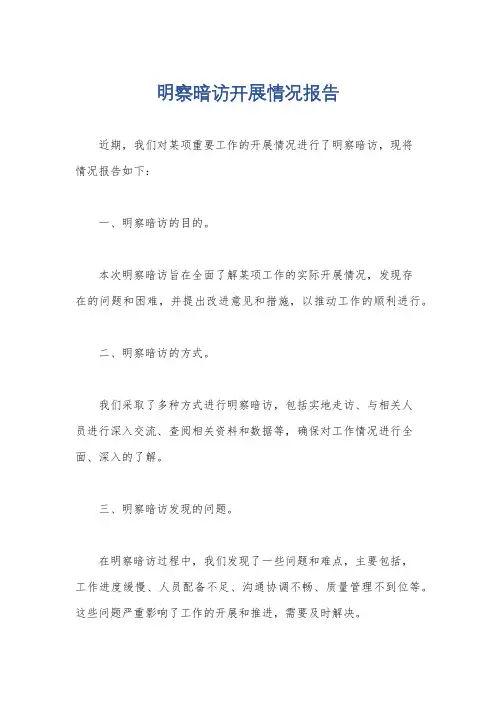 明察暗访开展情况报告