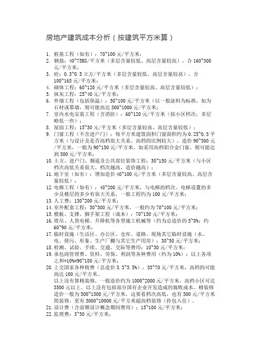 房地产建筑成本分析