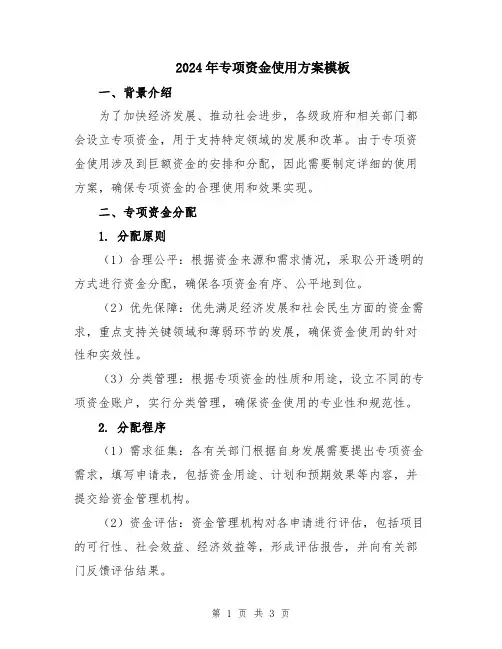 2024年专项资金使用方案模板
