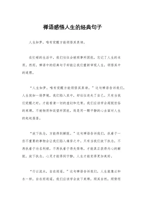 禅语感悟人生的经典句子