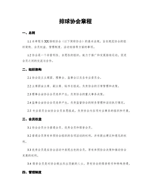 排球协会章程