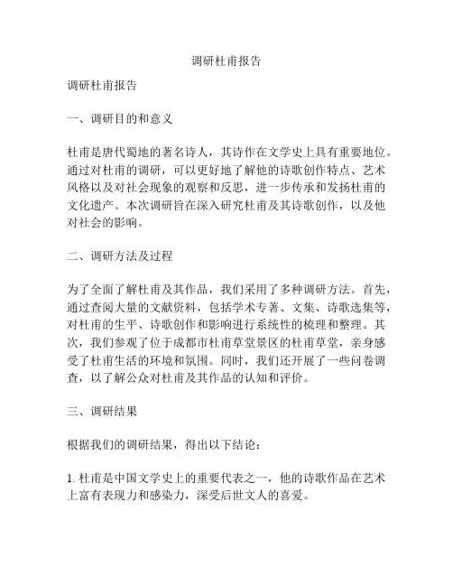 调研杜甫报告