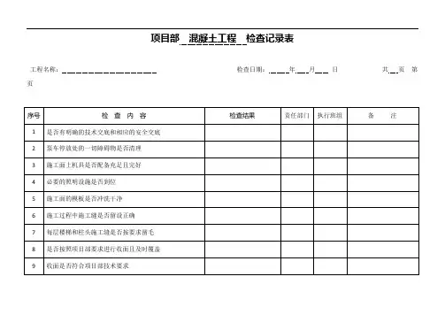 检查表(混凝土工程)