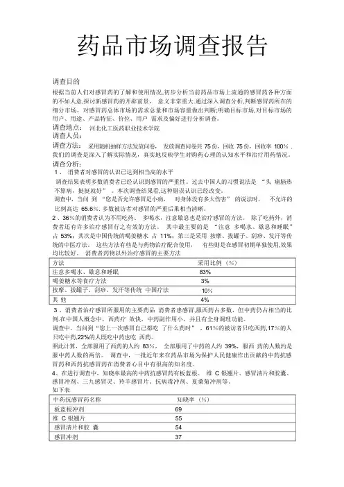 感冒药市场调查报告(附问卷)