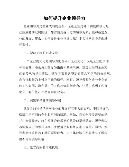 如何提升企业领导力