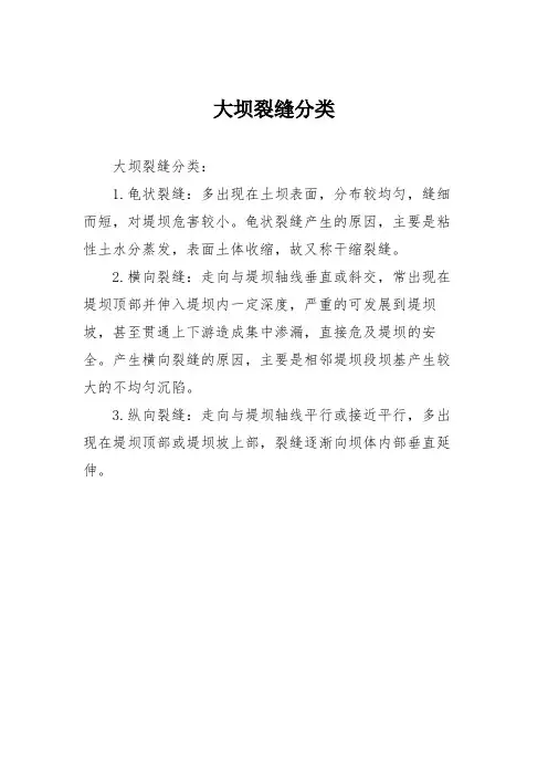 大坝裂缝分类