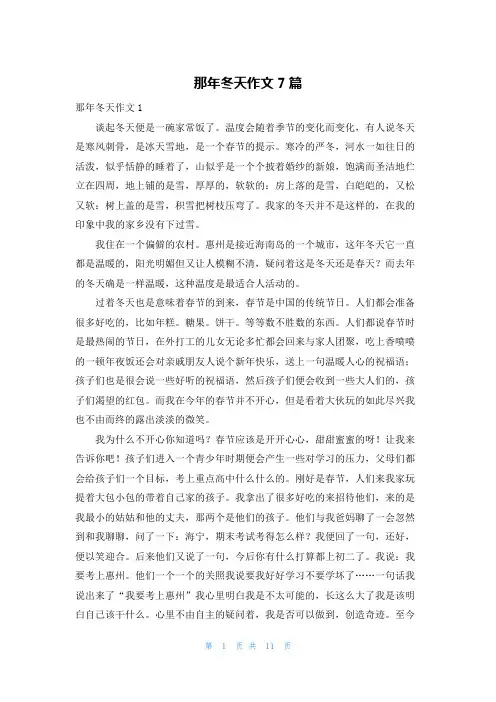 那年冬天作文7篇