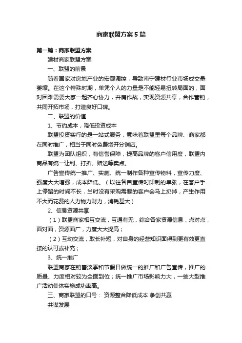 商家联盟方案5篇