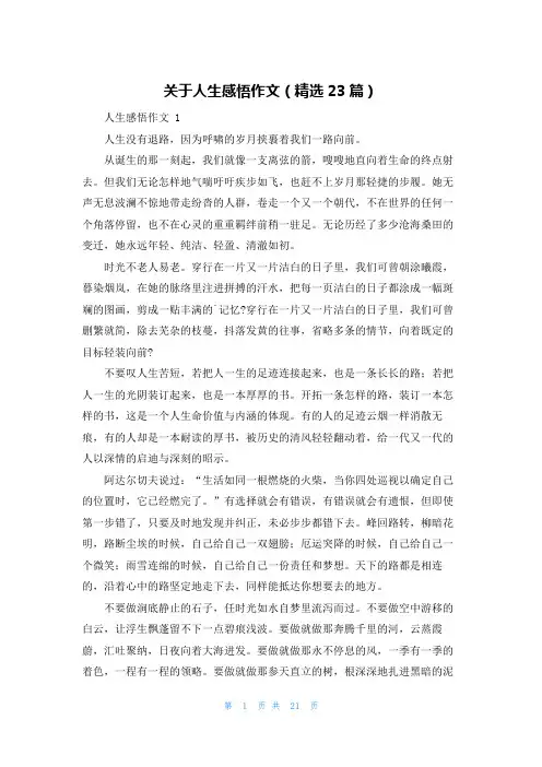 关于人生感悟作文(精选23篇)