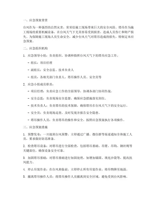 台风天塔吊应急预案
