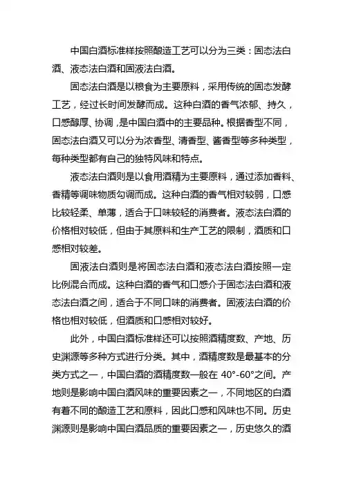 中国白酒标准样