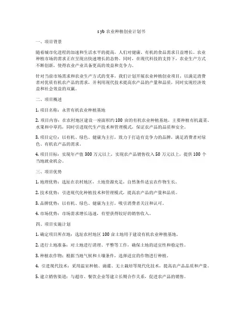 s yb农业种植创业计划书
